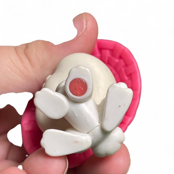 Authentic Littlest Pet Shop LPS #3 White Bunny w/ Blue Eyes, 2004 with pink hat - Picture 6 of 6